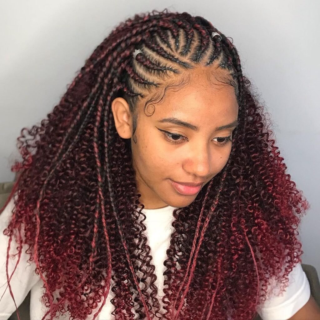 Burgundy Black braids