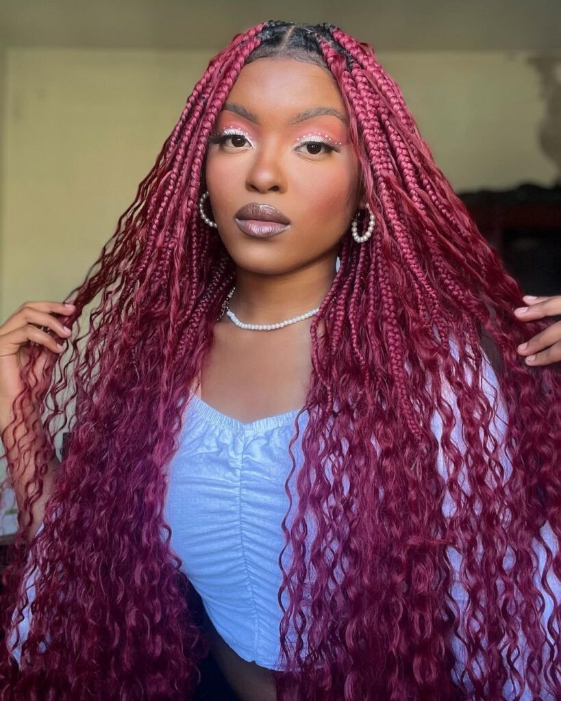 Burgundy braids