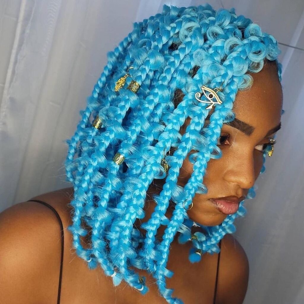 Blue braiding hair color