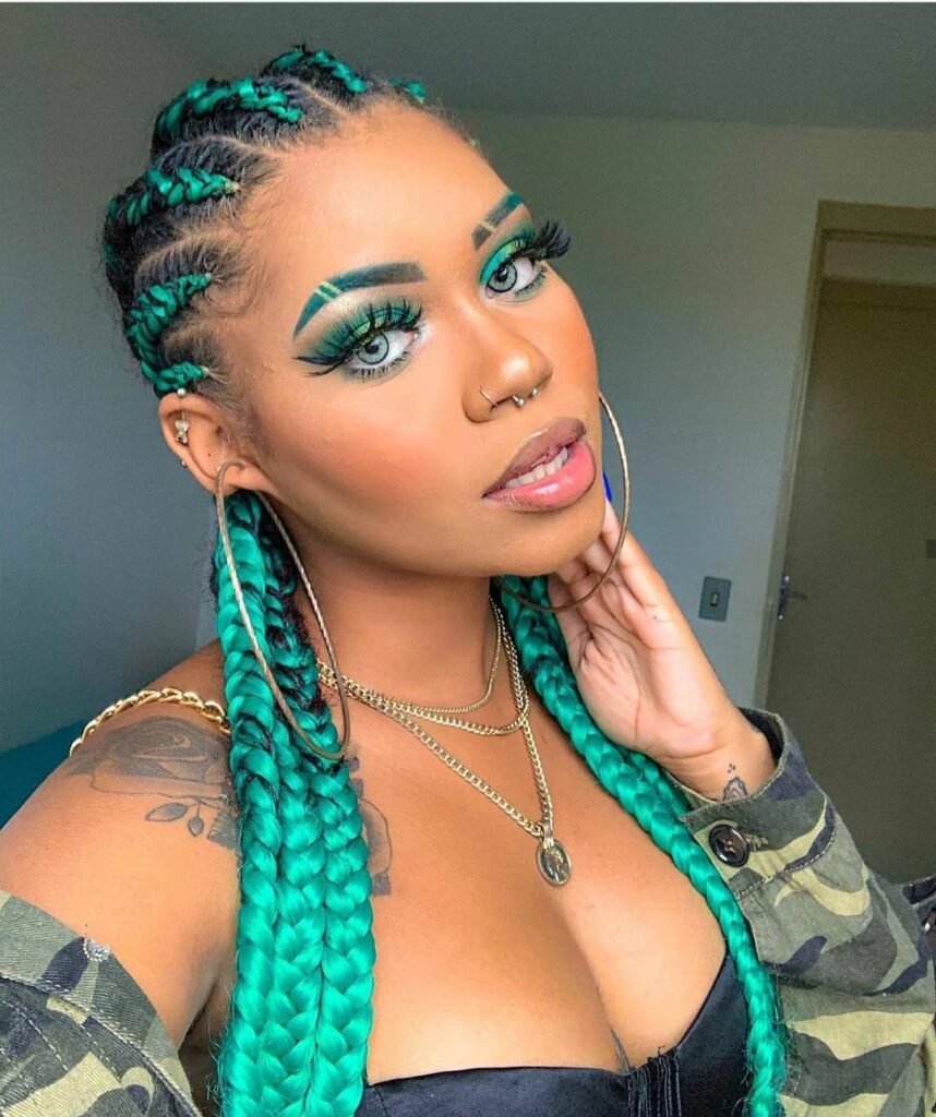 Green braiding hair color