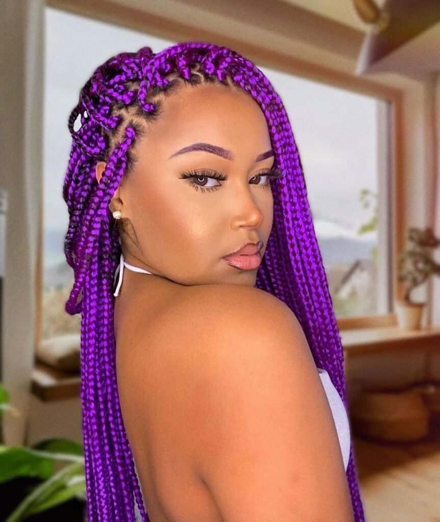 Purple braiding hair color