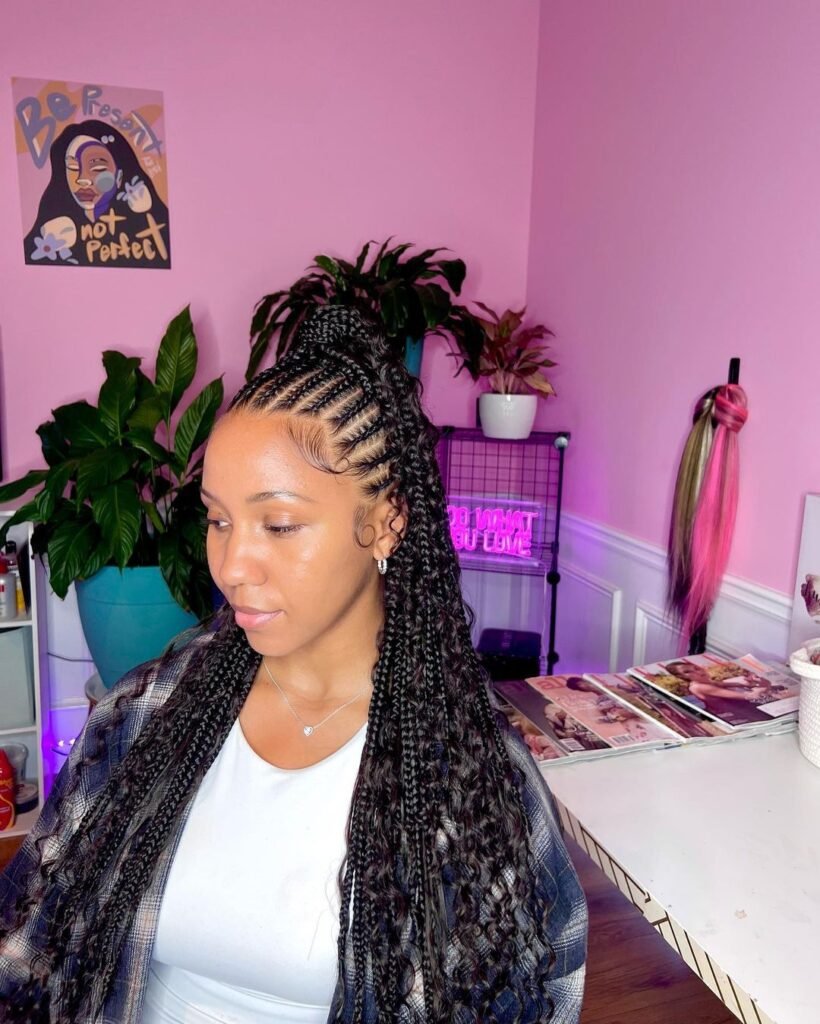 Half up Half down Bohemian Fulani Braids