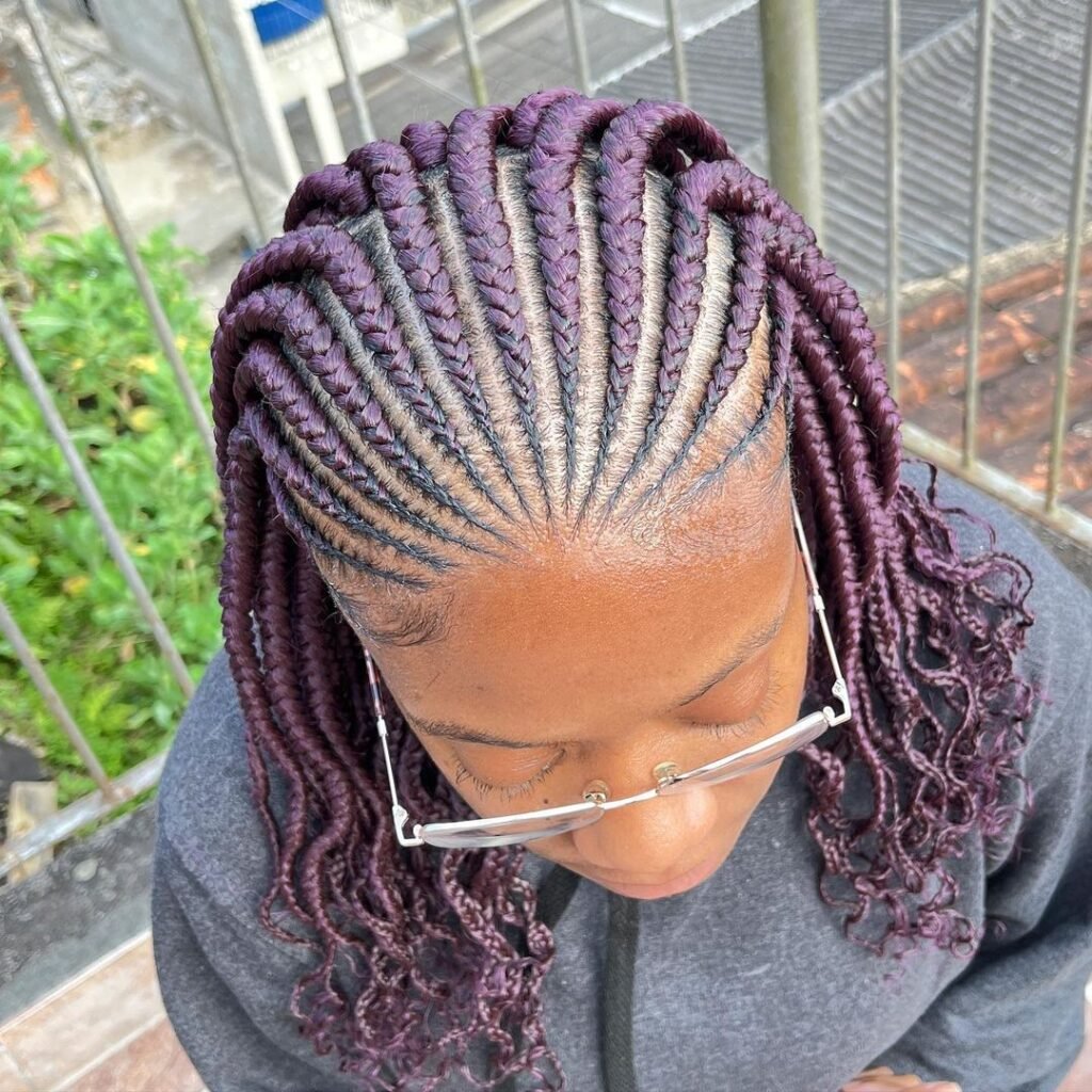 Fulani Braids with Curls at the end 