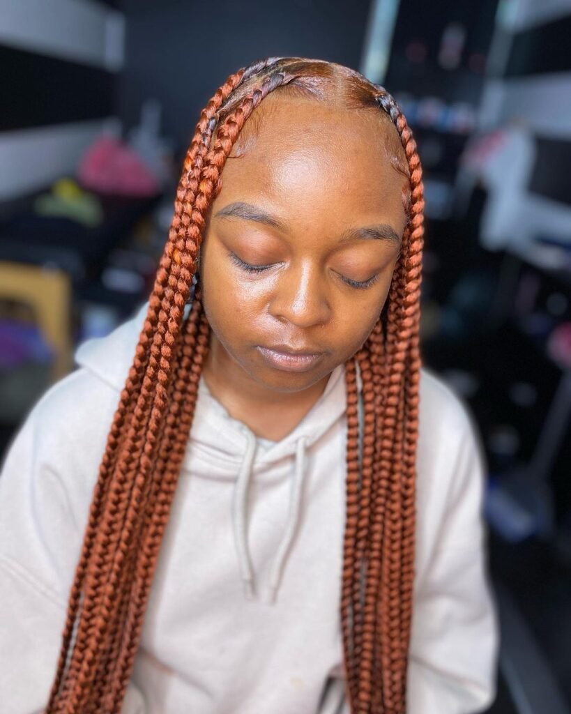 Jumbo braids with highlights 