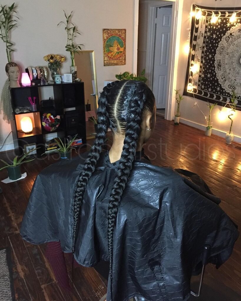 Waist Length French Braids 