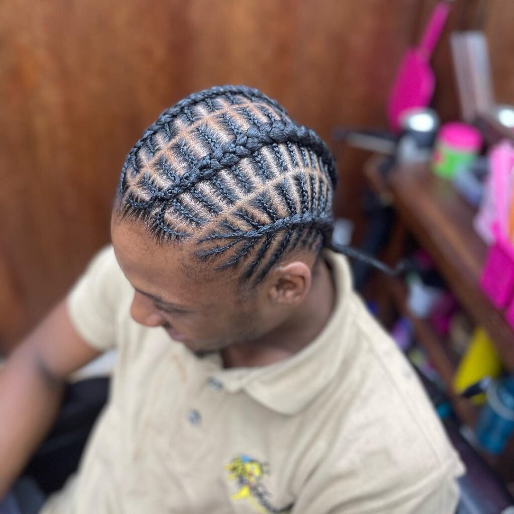 fishbone cornrows for men