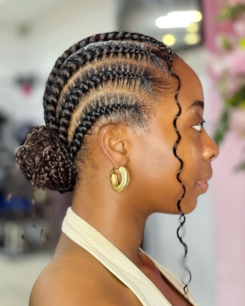 Cornrow hairstyle for natural hair