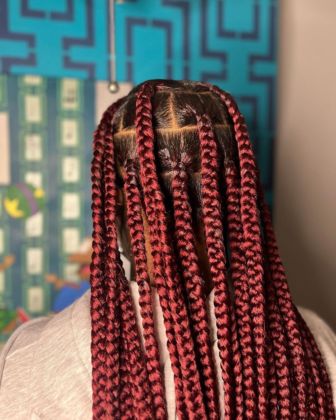 Large Knotless Braids with Highlights