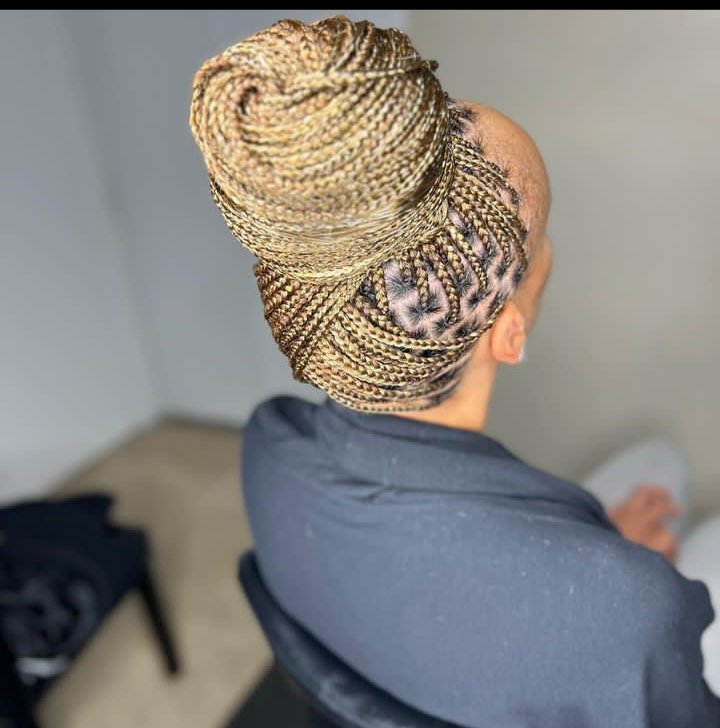 Knotless braids in a bun