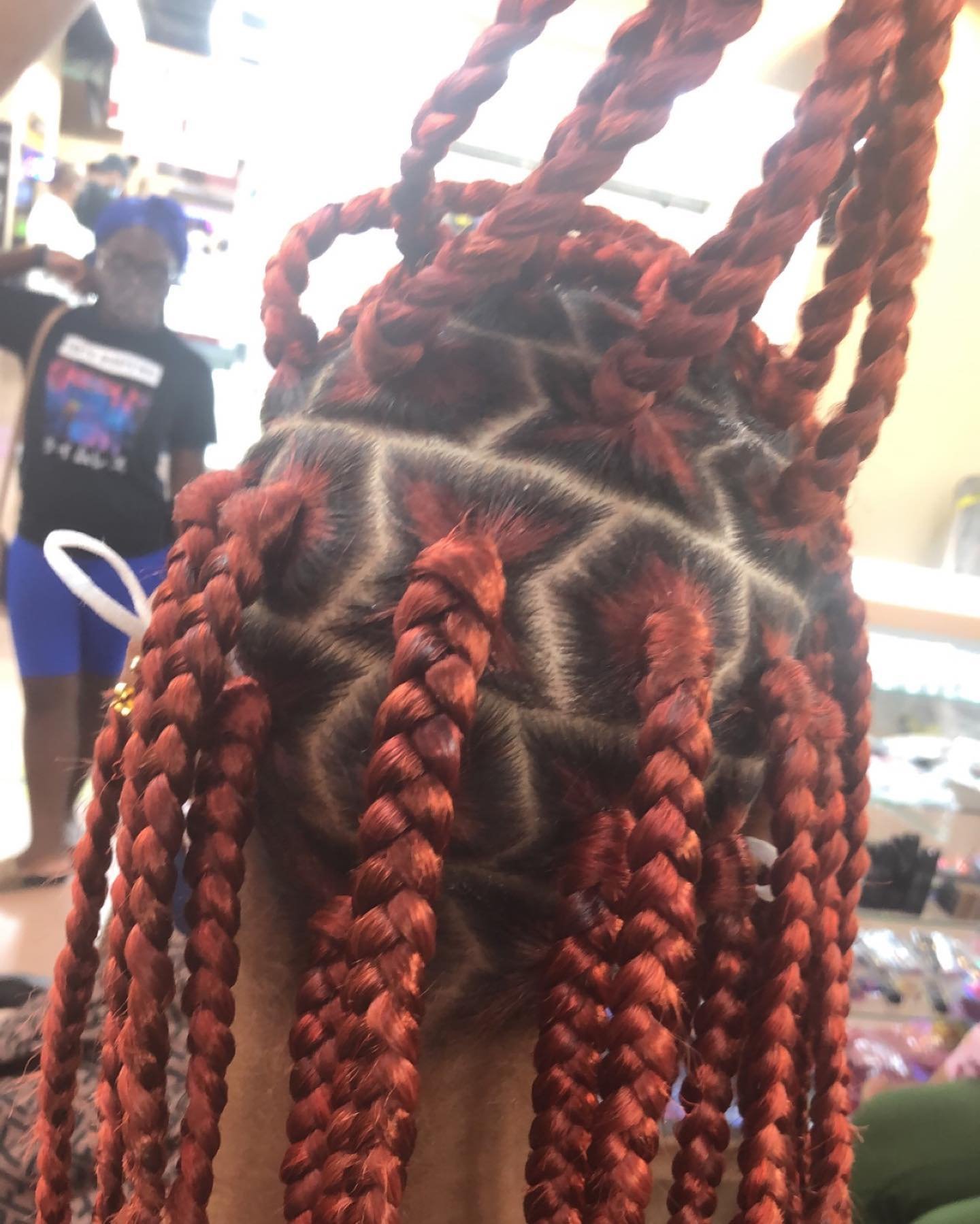 red jumbo box braids